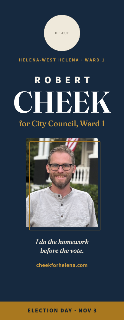 Door hanger front — Robert Cheek portrait and name
