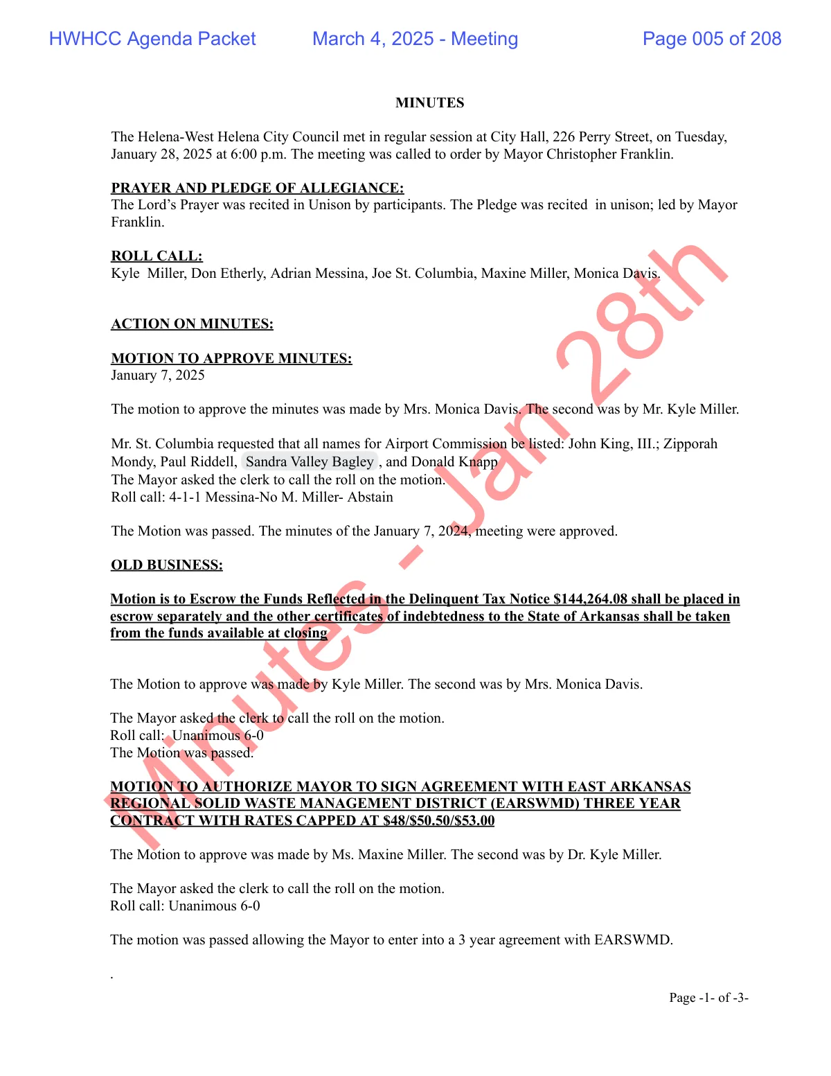 January 28, 2025 minutes — page 1