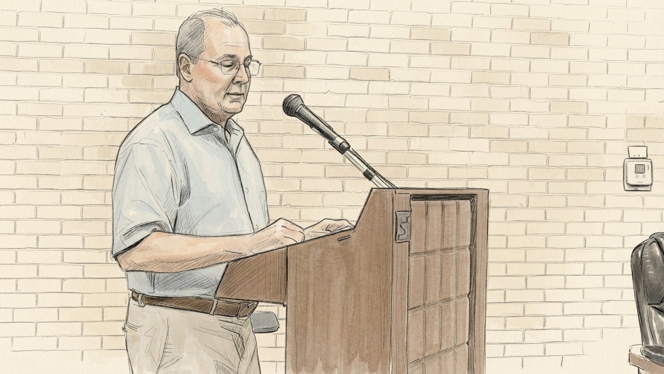 Sketch: Ed Pat Wright of the Helena Health Foundation at the podium describing the foundation's community grants