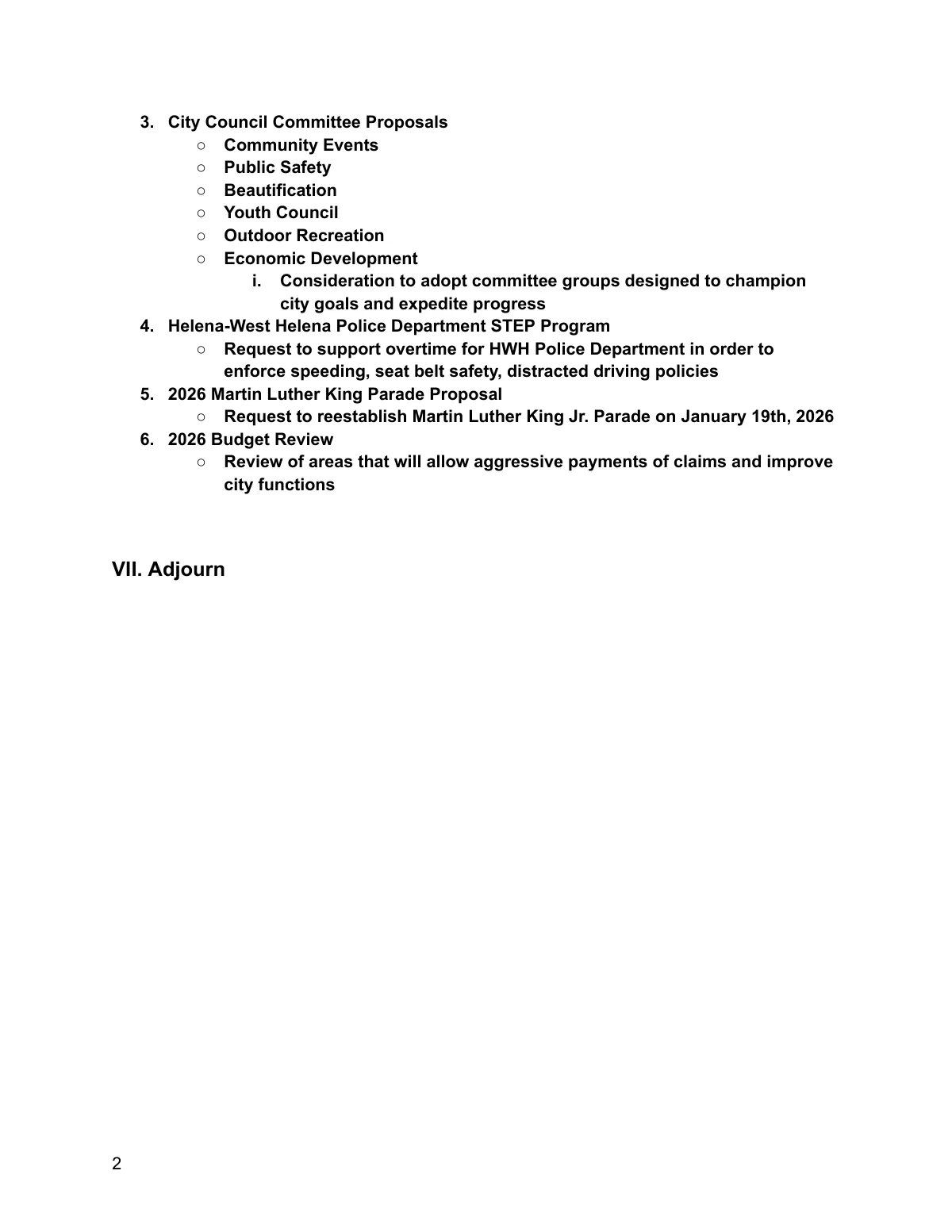 Meeting Agenda — page 2