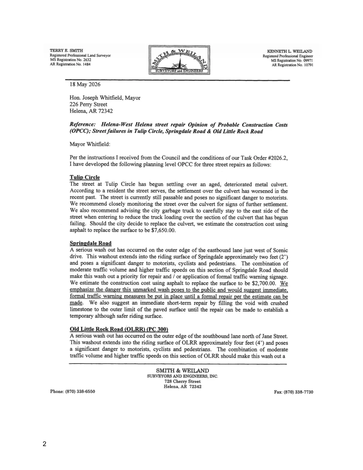 Street-Repair Estimates — page 1