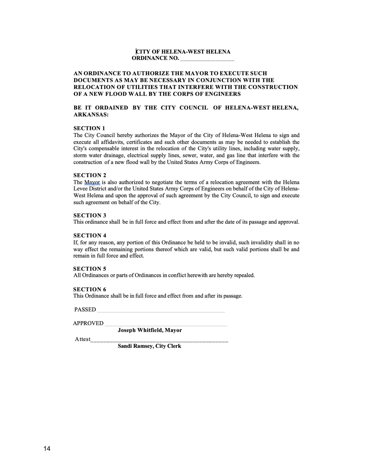 Floodwall Ordinance + Affidavit — page 13