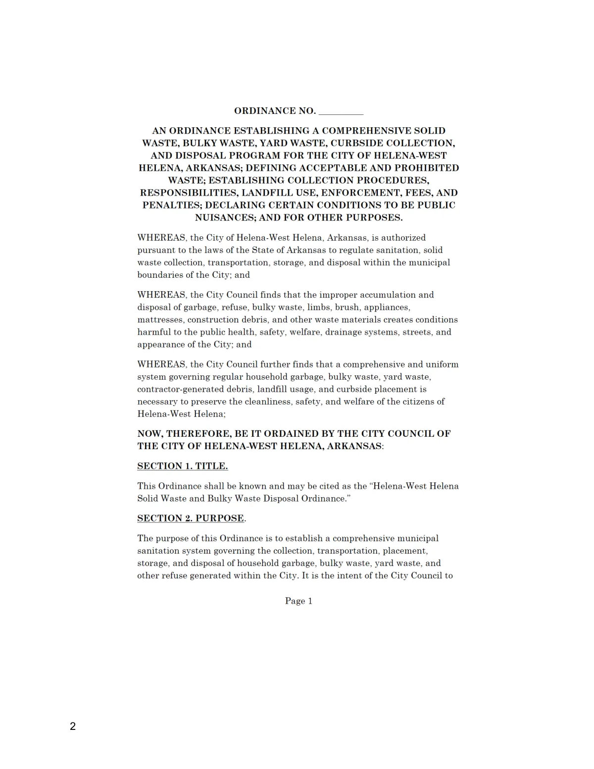 Waste-Disposal Ordinance — page 1