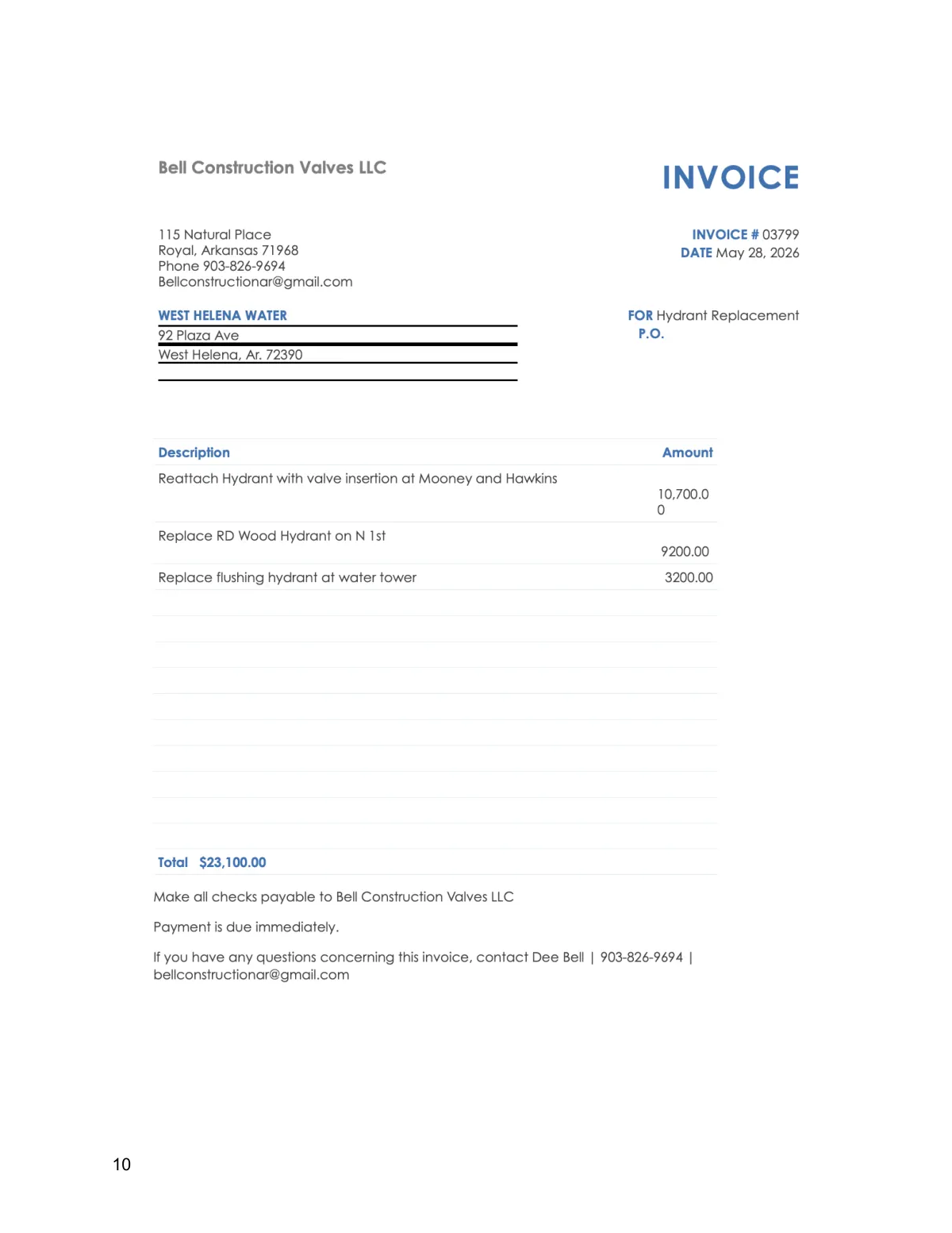 Hydrant Invoice — page 9