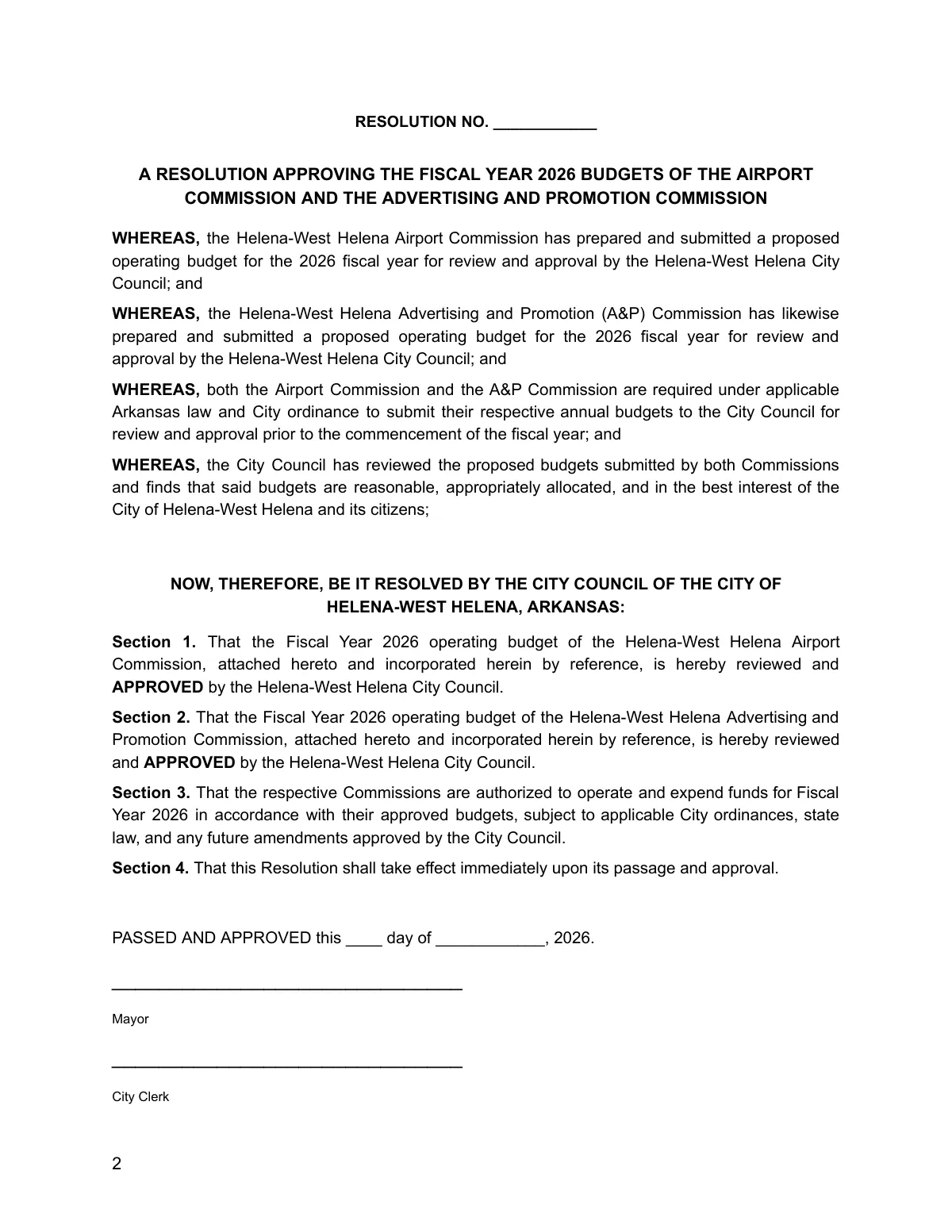 Commission-Budgets Resolution — page 1