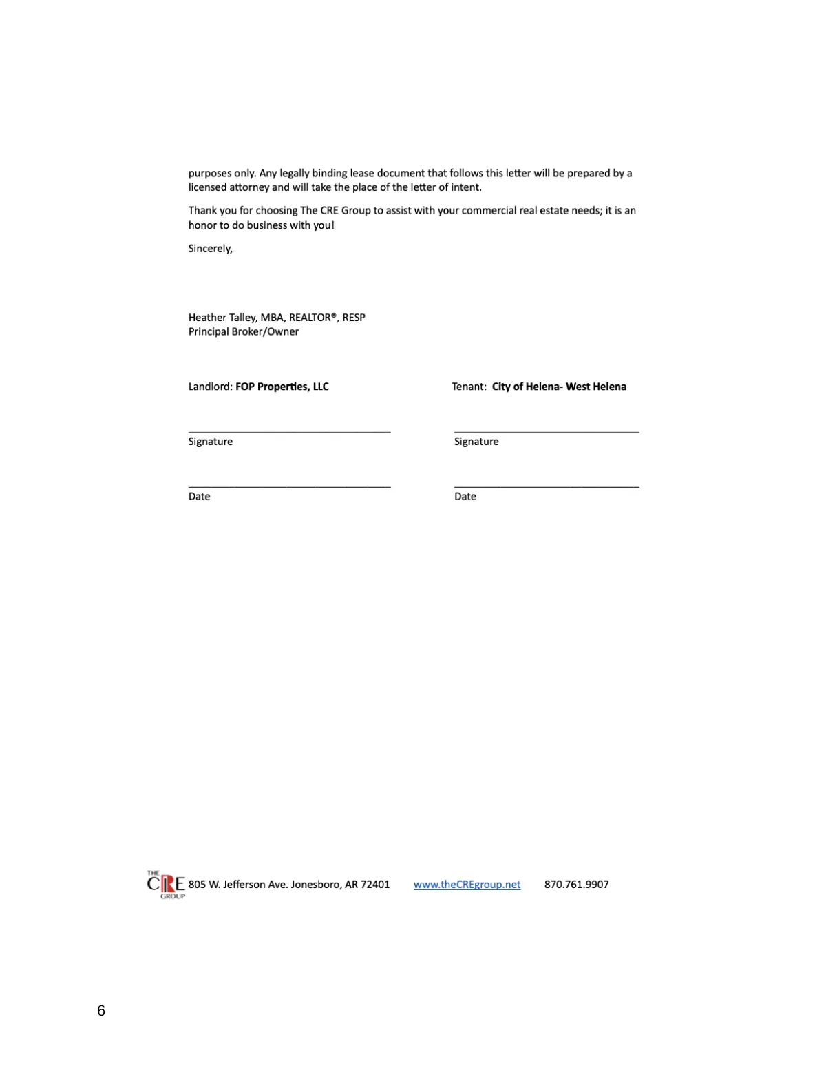 Animal-Control Lease LOI — page 5