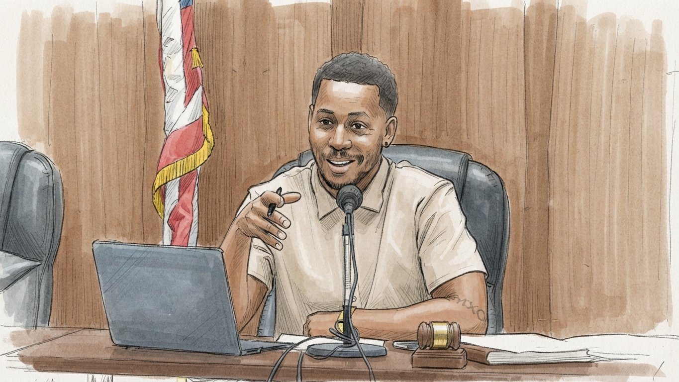 Sketch: Mayor Joseph Whitfield at the head table, pen in hand, urging the council not to lose sight of animal control