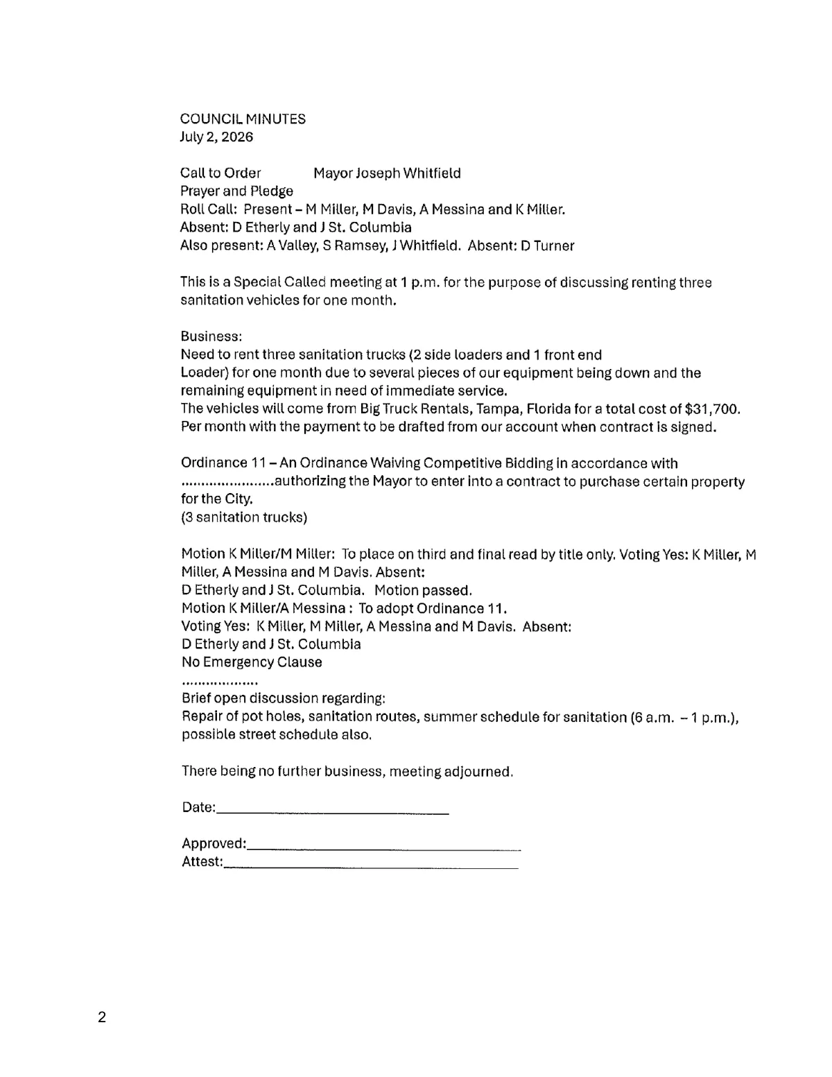 July 2 Special-Meeting Minutes — page 1
