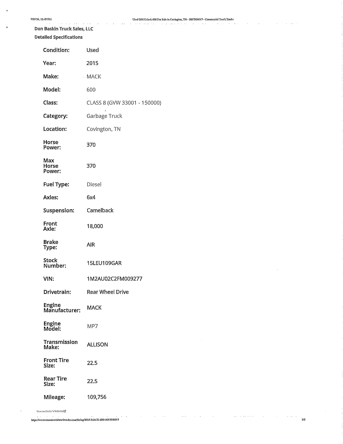 Mack 600 Listing — page 9
