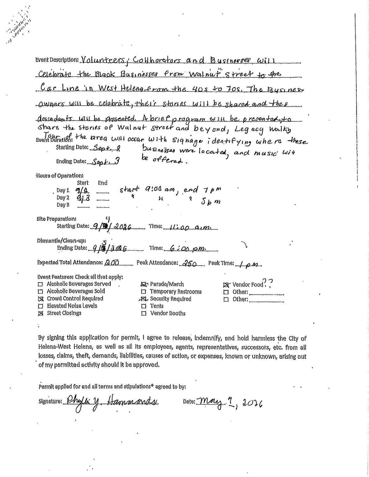 Walnut Street Event Permit — page 3