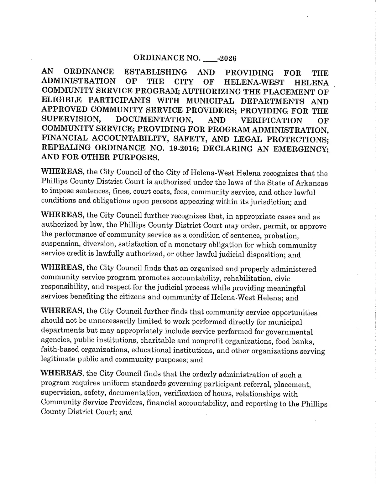 Community Service Ordinance — page 8