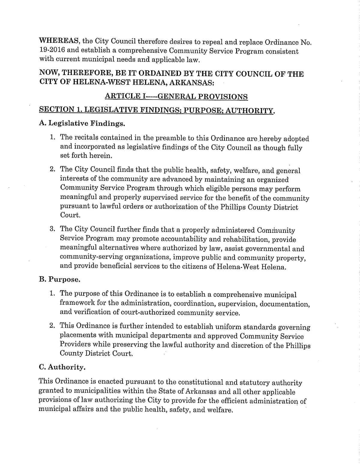 Community Service Ordinance — page 9