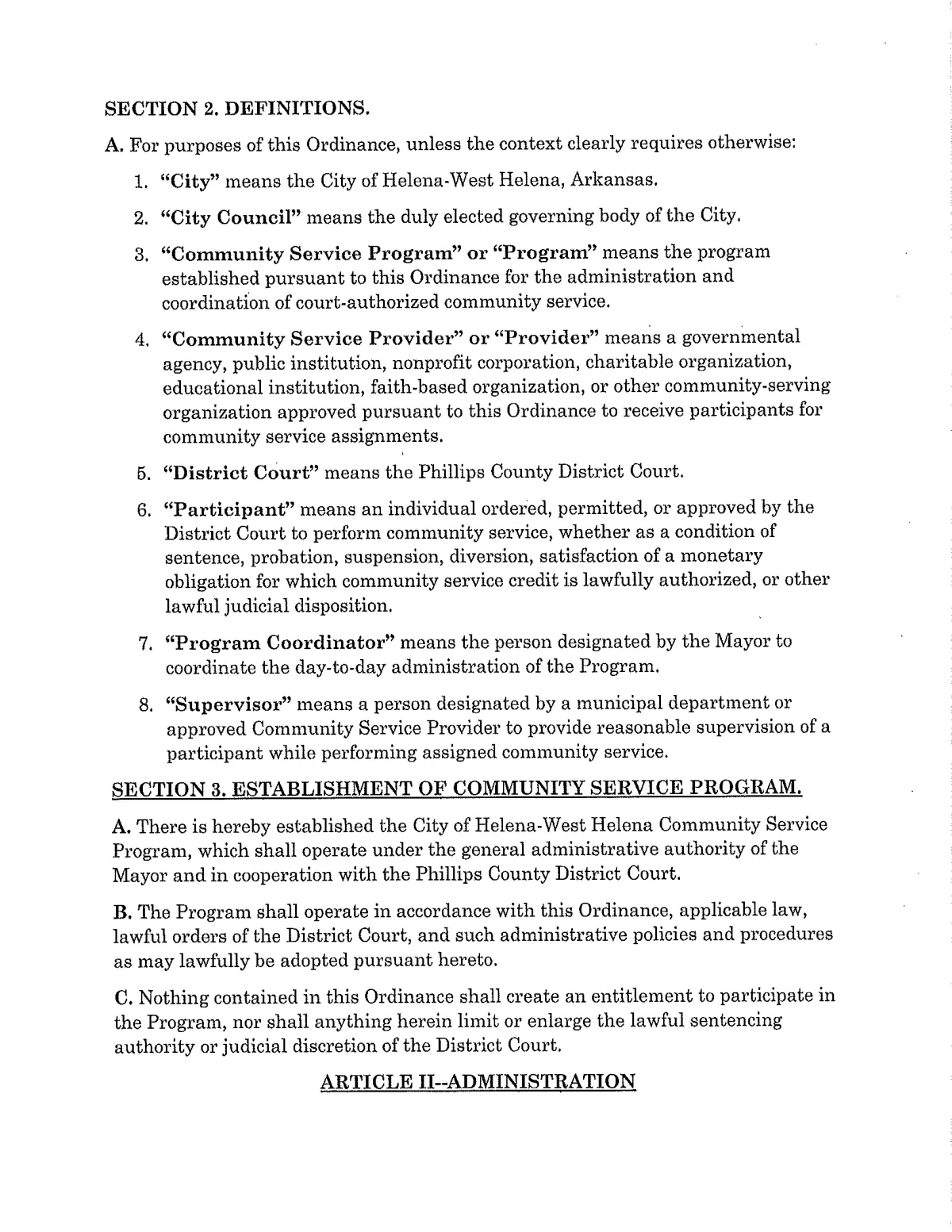 Community Service Ordinance — page 10