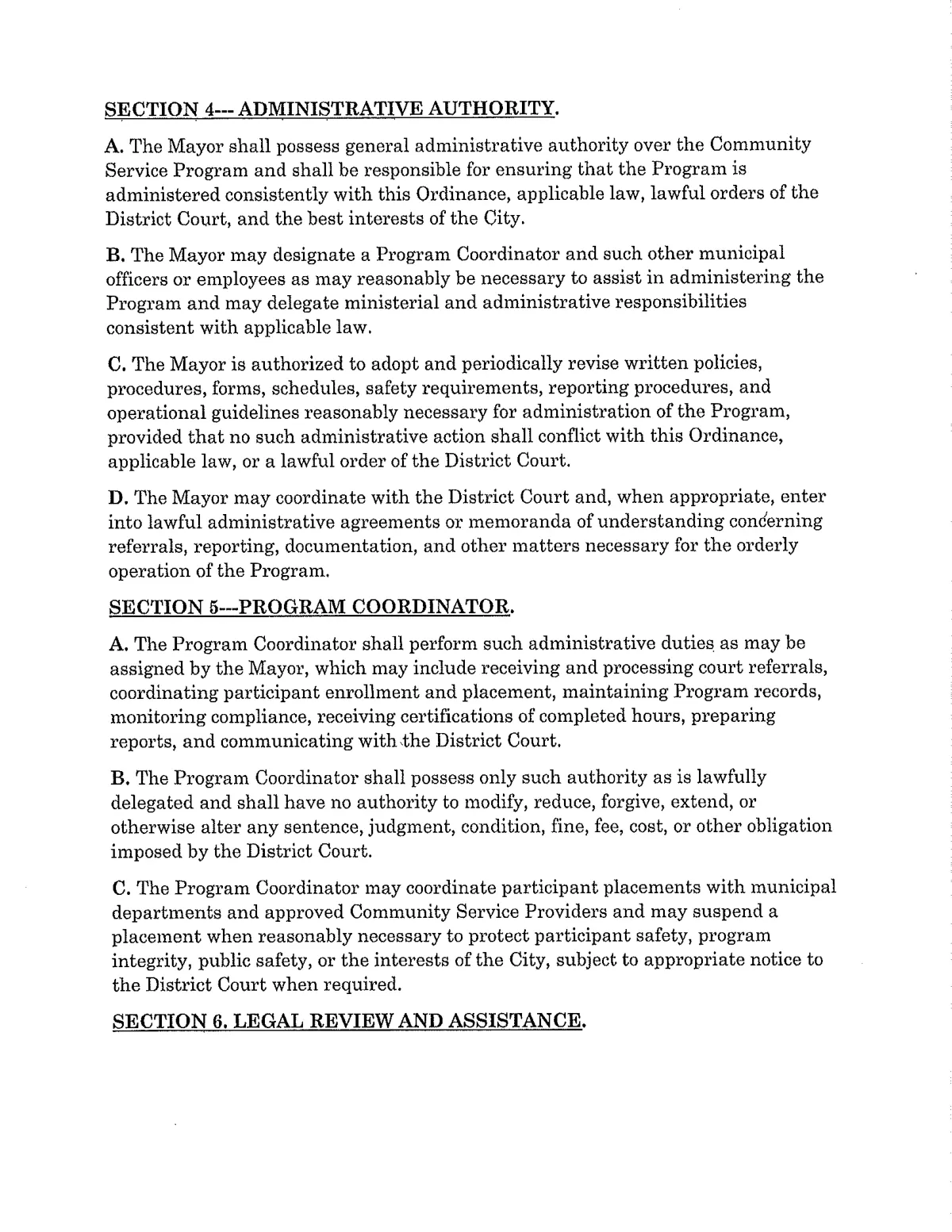 Community Service Ordinance — page 11