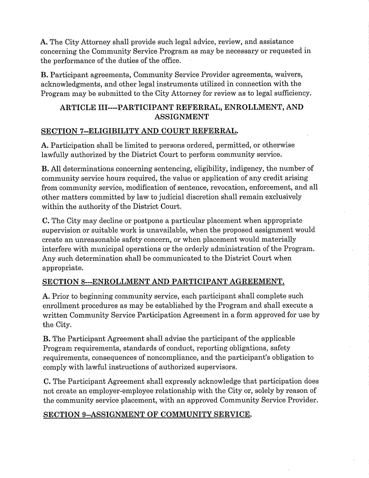 Community Service Ordinance — page 12