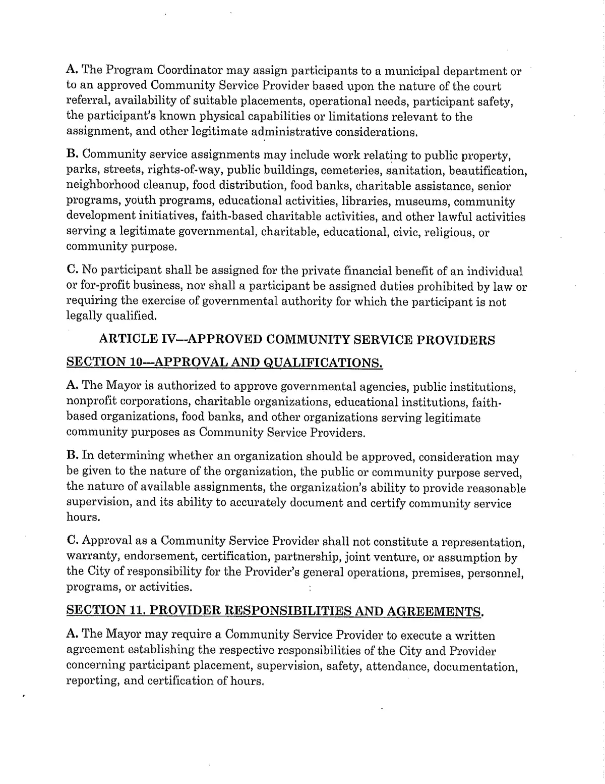 Community Service Ordinance — page 13