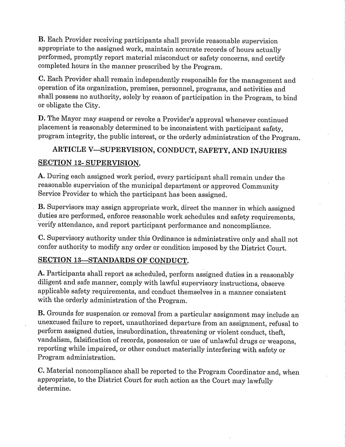 Community Service Ordinance — page 14