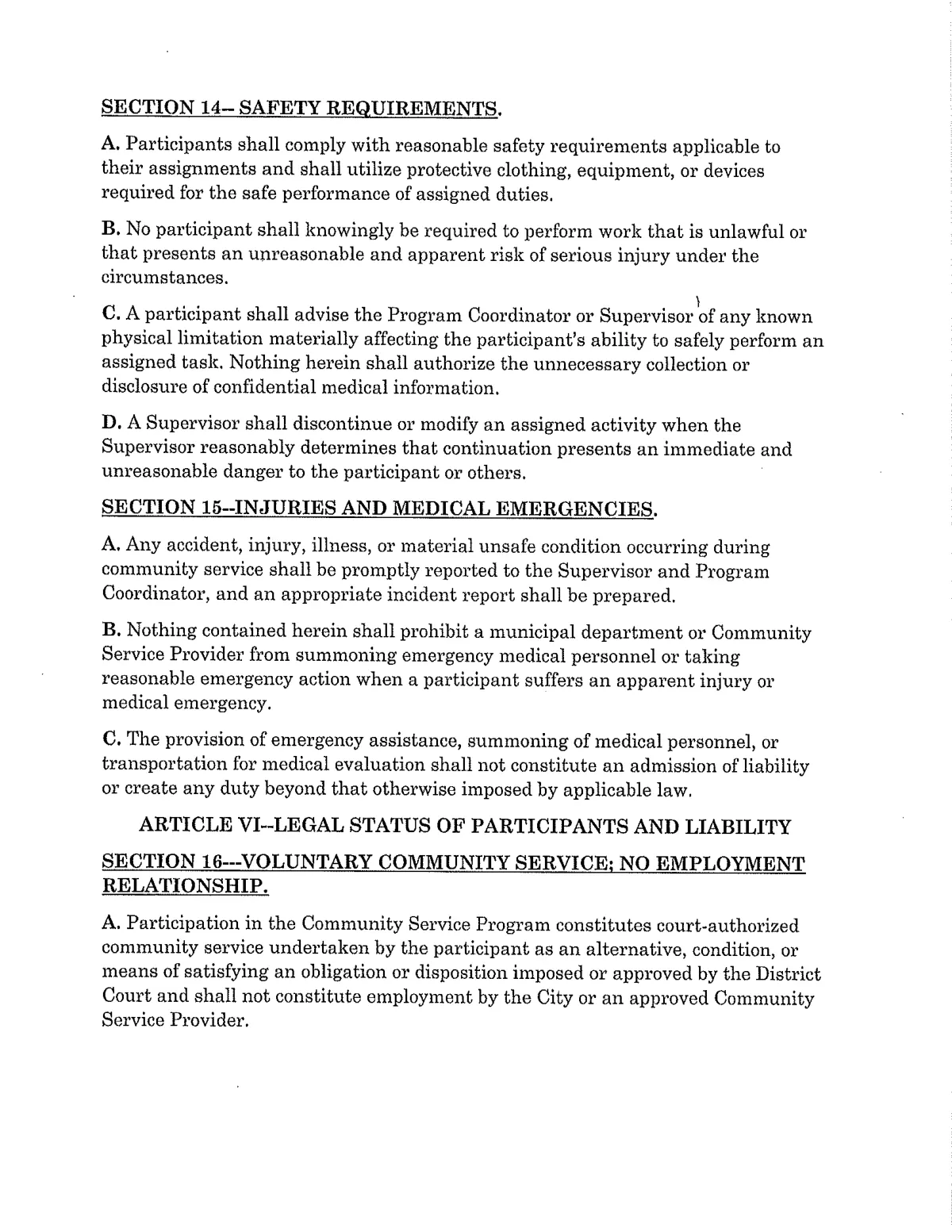 Community Service Ordinance — page 15