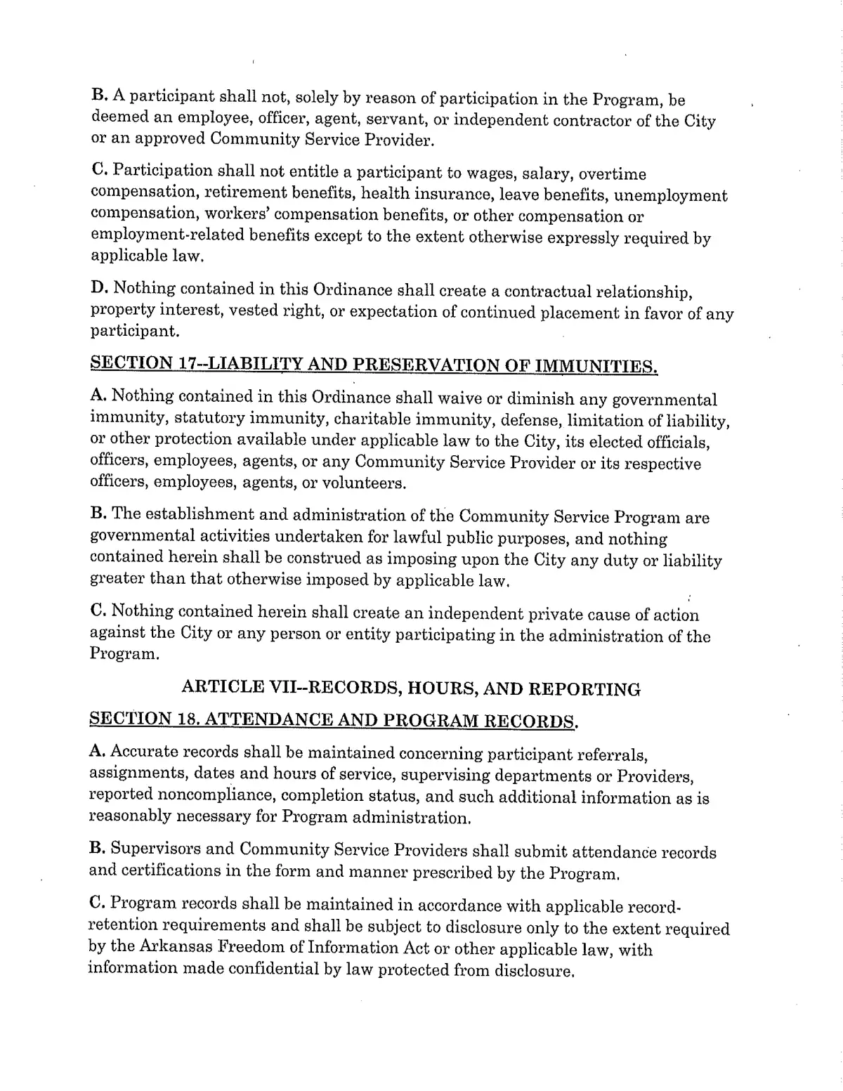 Community Service Ordinance — page 16