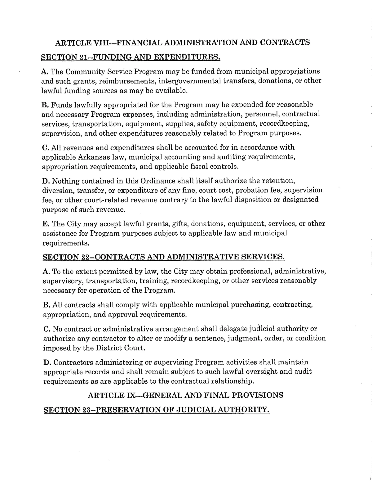 Community Service Ordinance — page 18