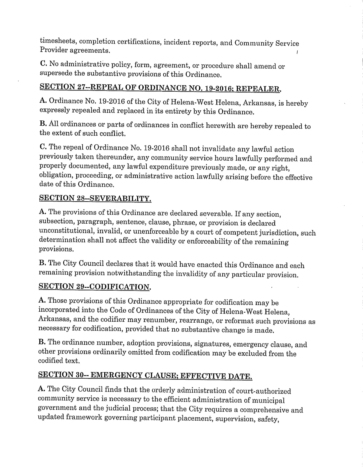 Community Service Ordinance — page 20
