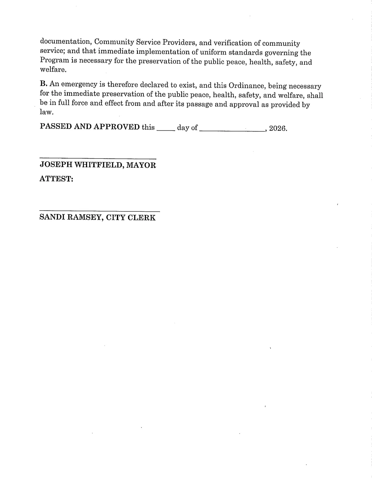 Community Service Ordinance — page 21