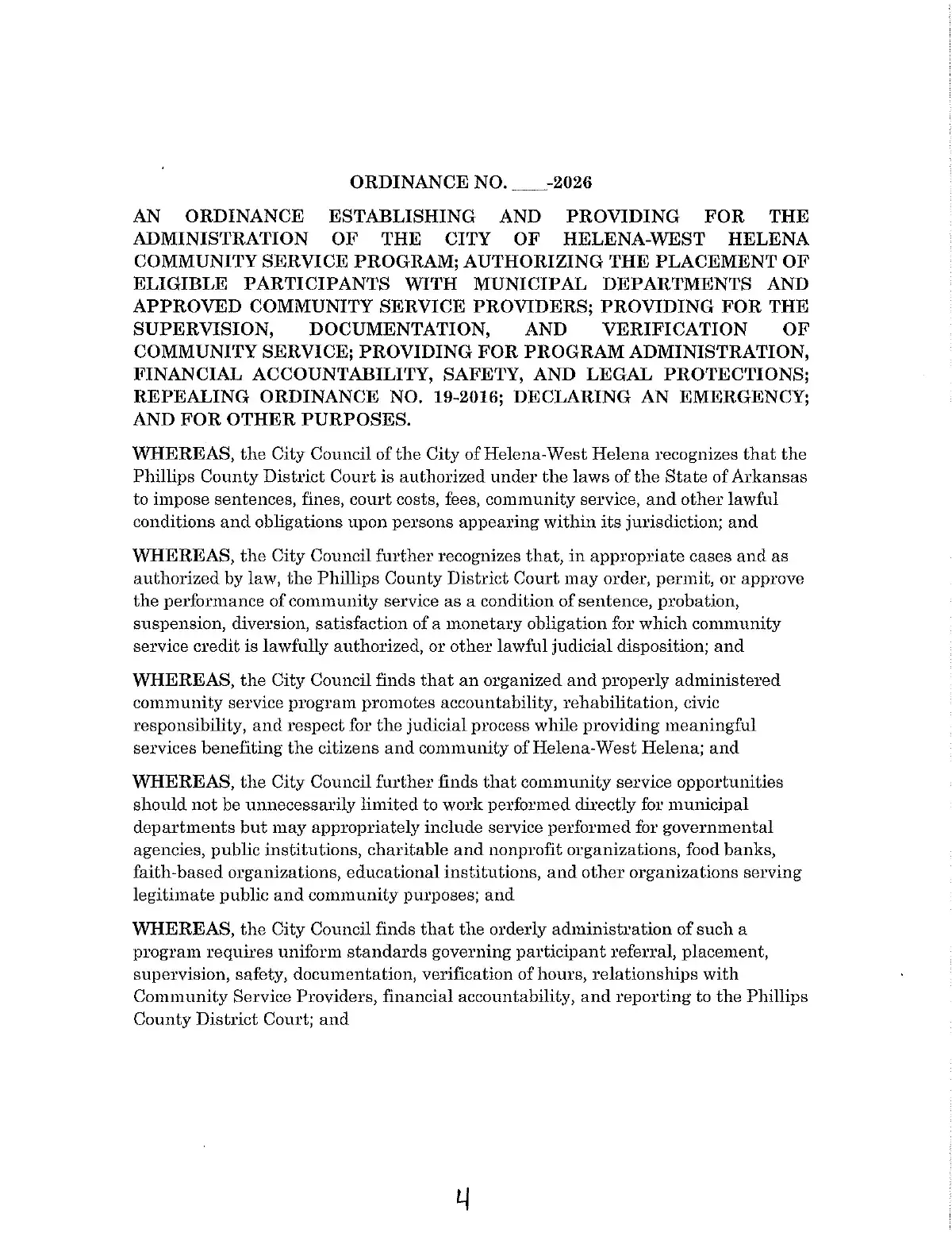 Community Service Ordinance — page 4