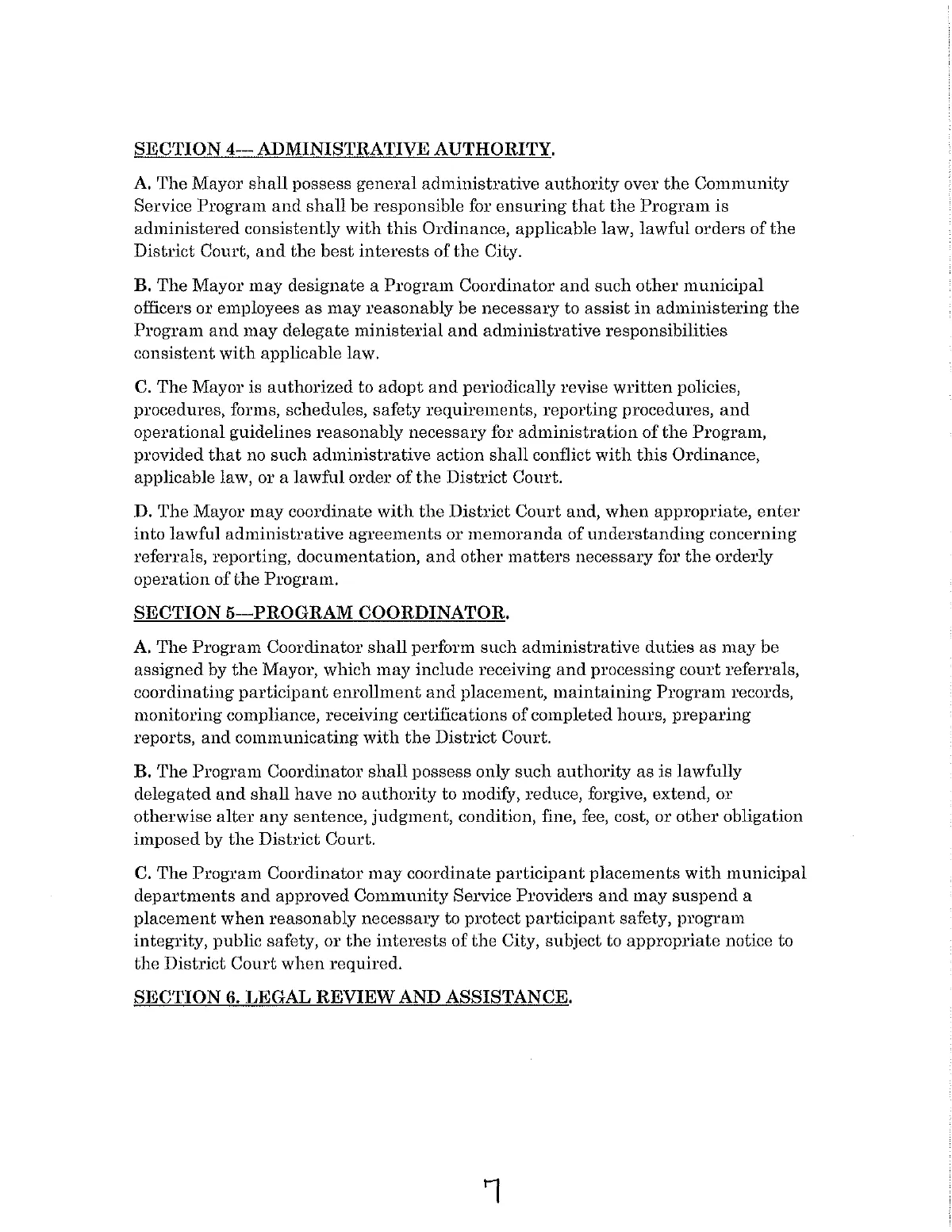 Community Service Ordinance — page 7
