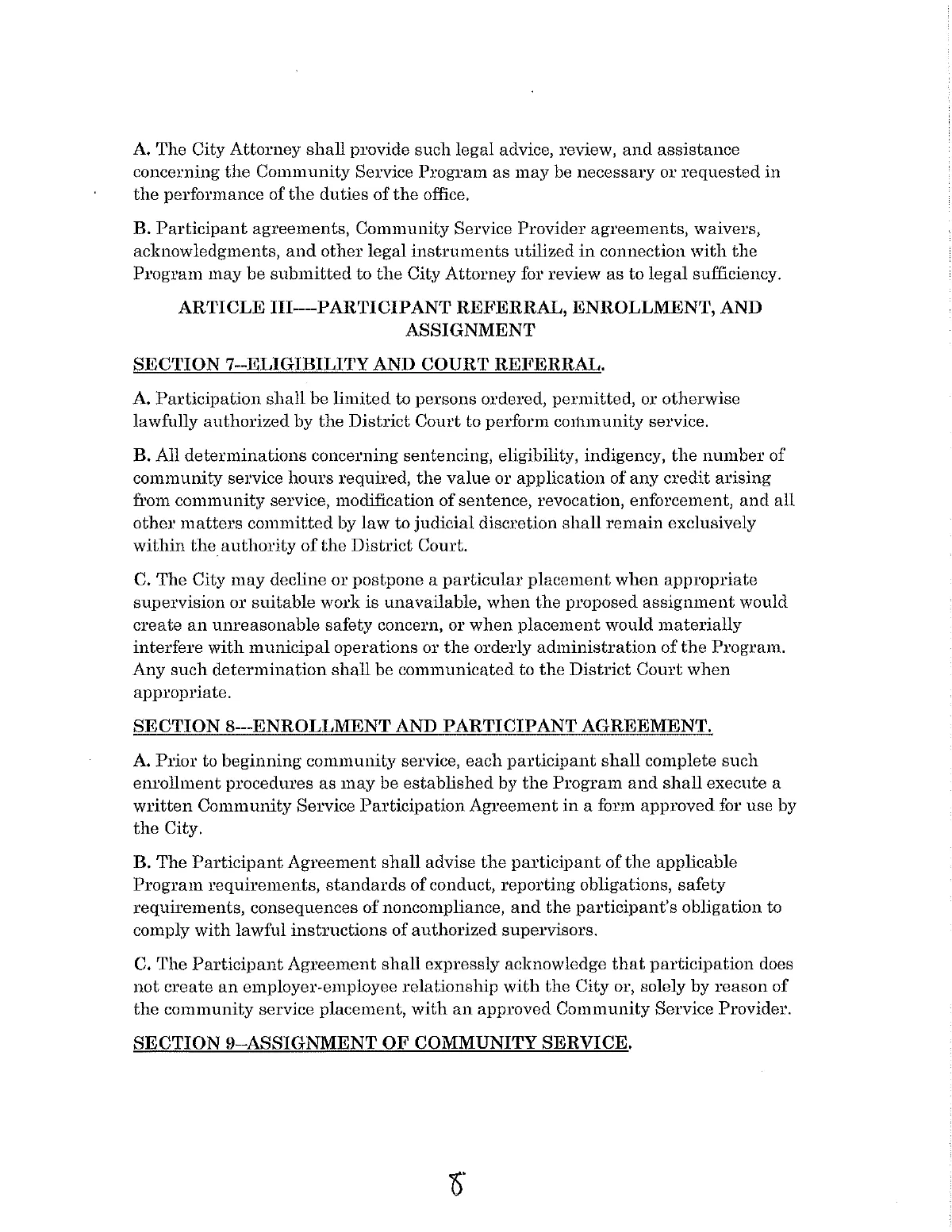 Community Service Ordinance — page 8