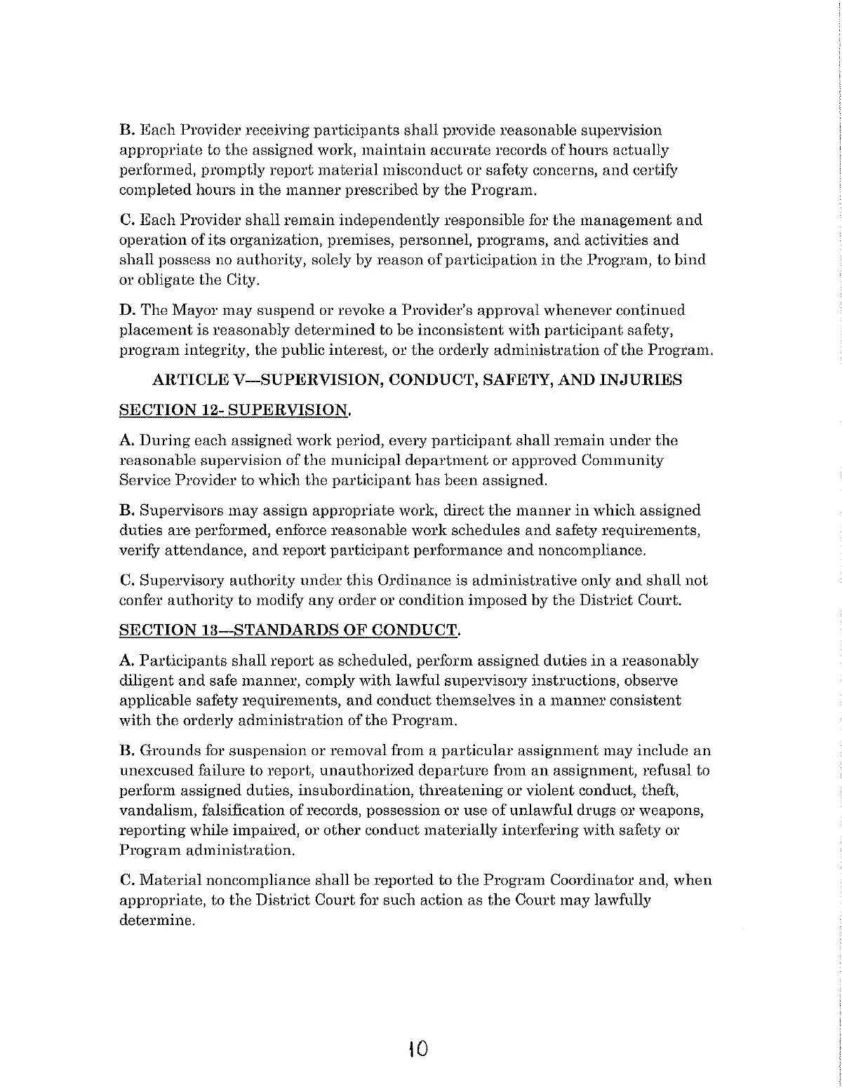 Community Service Ordinance — page 10