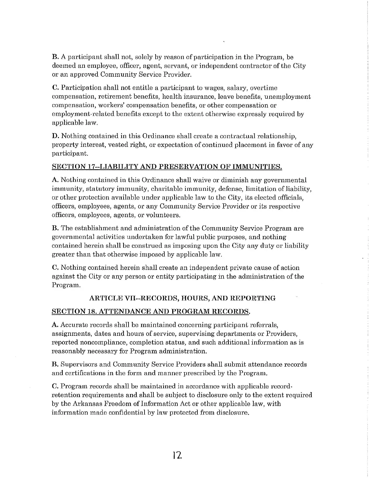 Community Service Ordinance — page 12