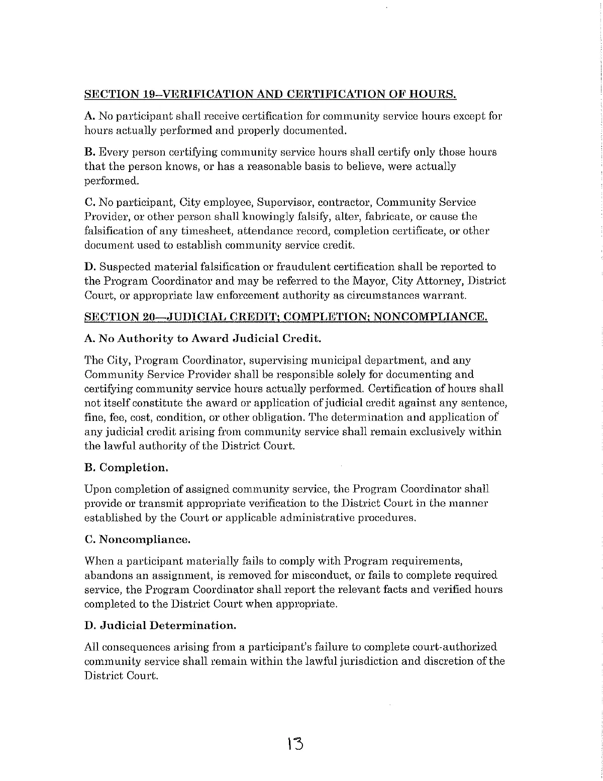 Community Service Ordinance — page 13