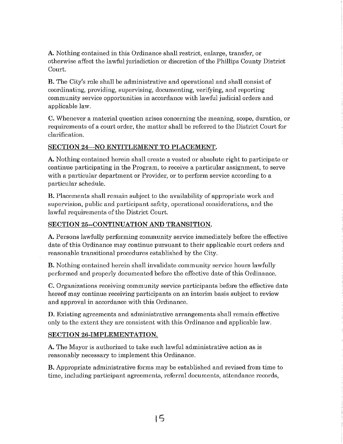 Community Service Ordinance — page 15