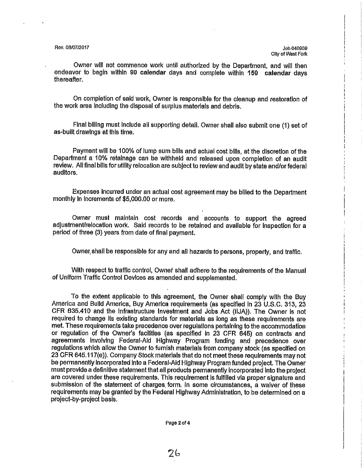 ARDOT Utility Relocation Agreement — page 26