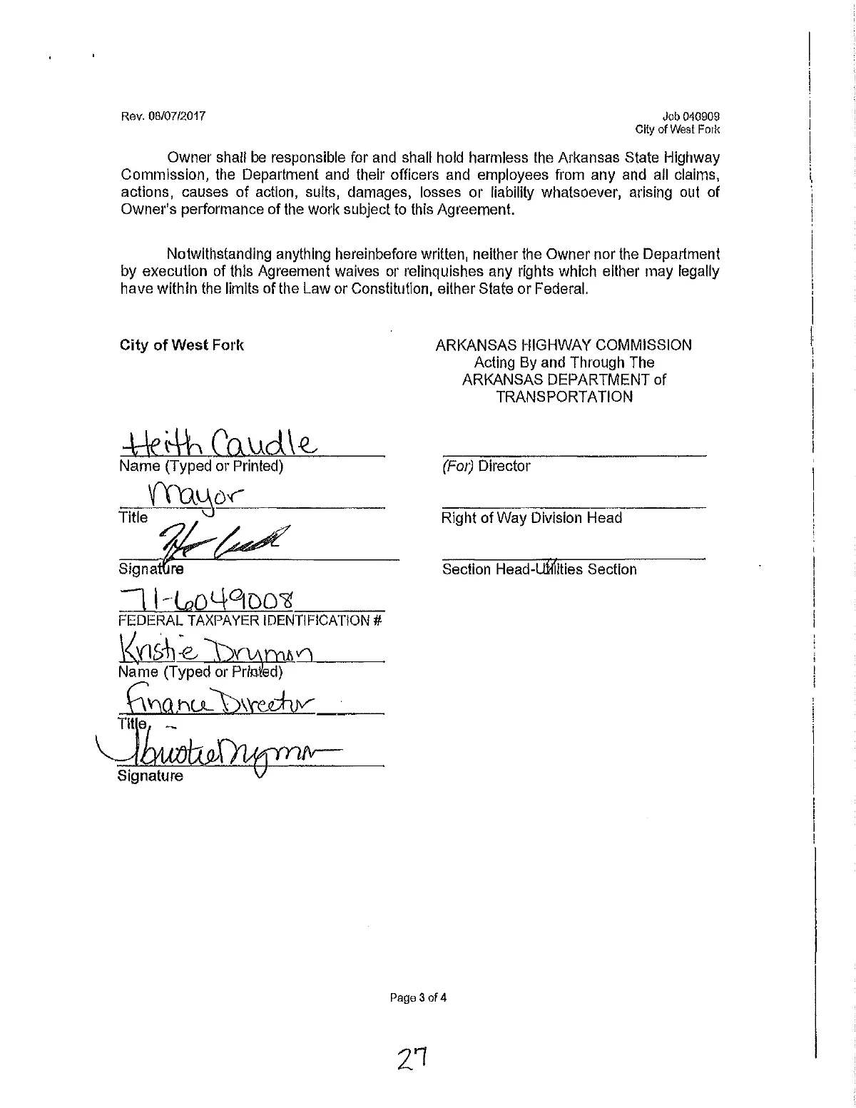 ARDOT Utility Relocation Agreement — page 27