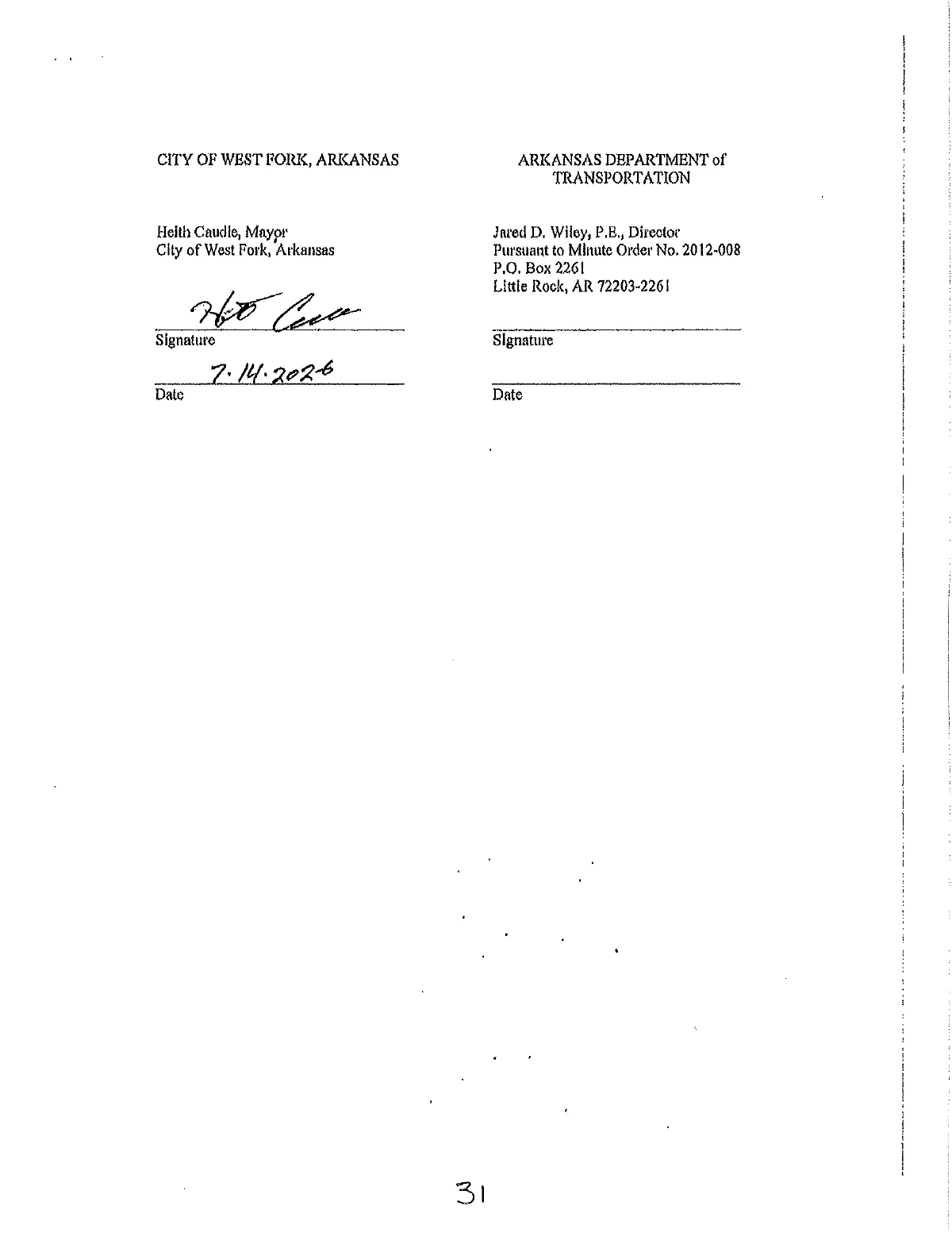 ARDOT Utility Relocation Agreement — page 31