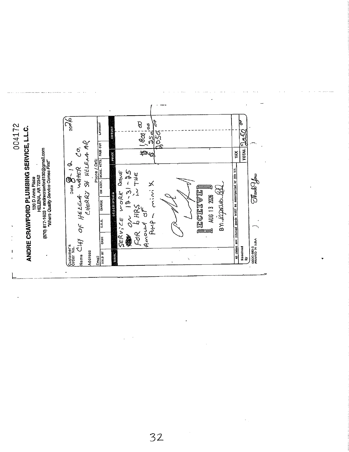 Crawford Plumbing Invoices — page 32