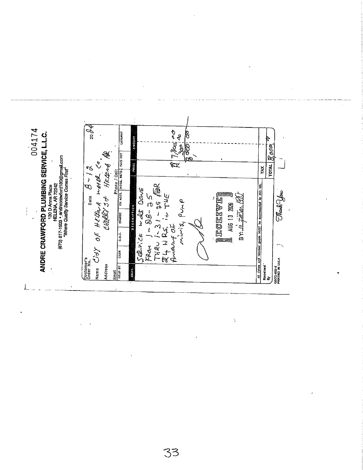 Crawford Plumbing Invoices — page 33