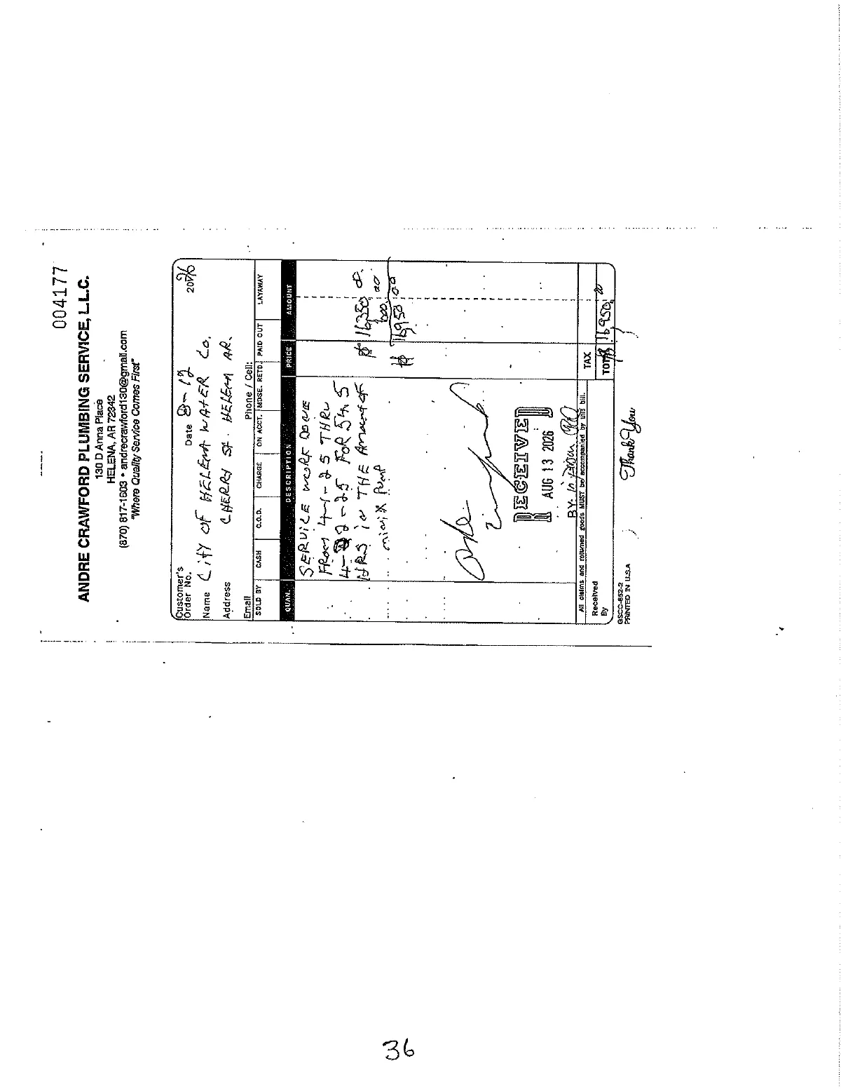 Crawford Plumbing Invoices — page 36