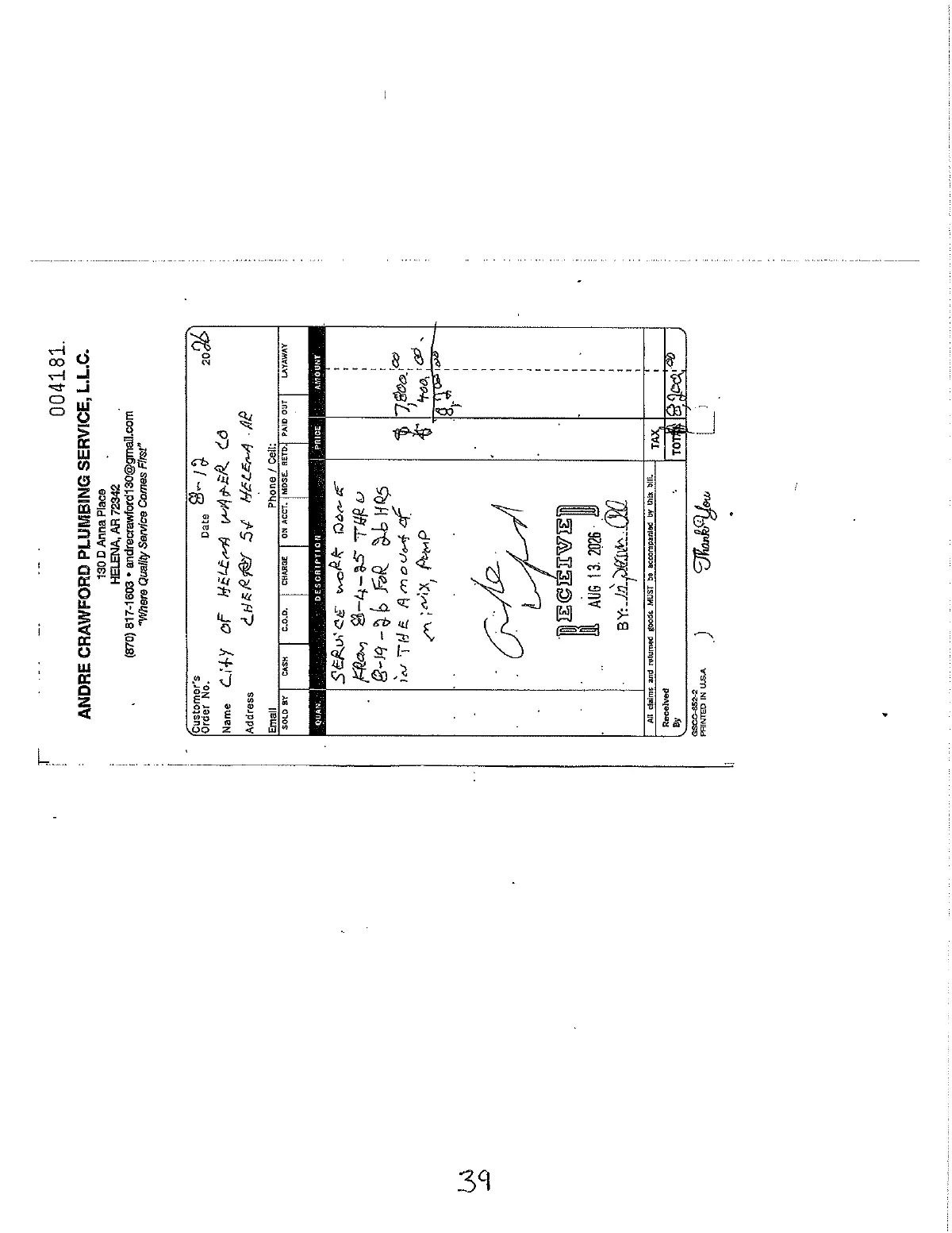 Crawford Plumbing Invoices — page 39