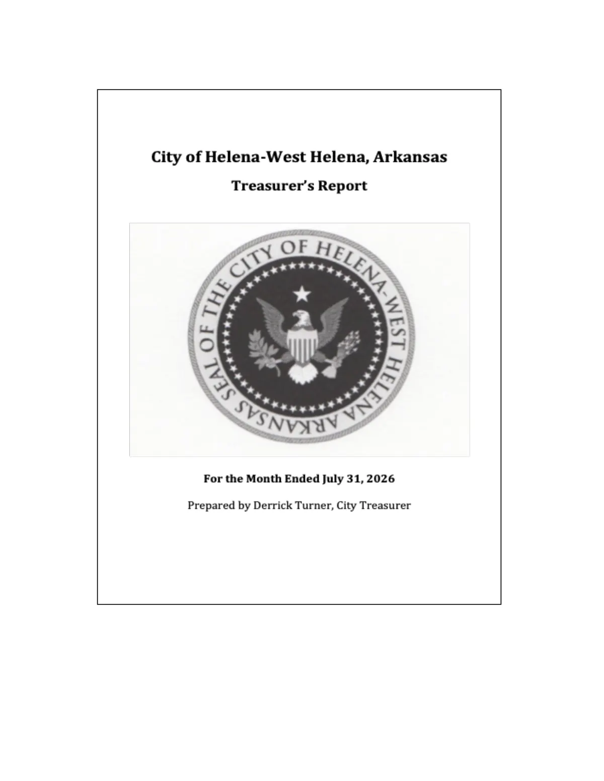 July 2026 Treasurer's Report — page 1