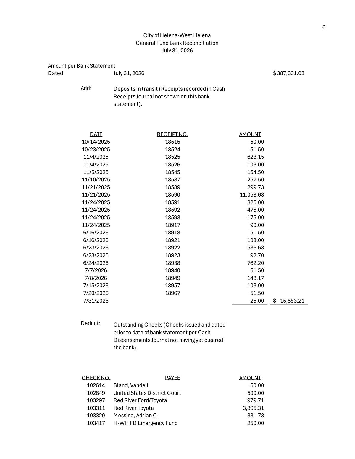 July 2026 Treasurer's Report — page 9