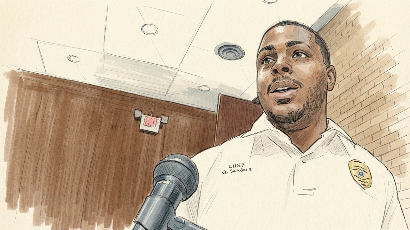 Sketch: Police Chief Quanderius Sanders at the police-vehicle financing special meeting