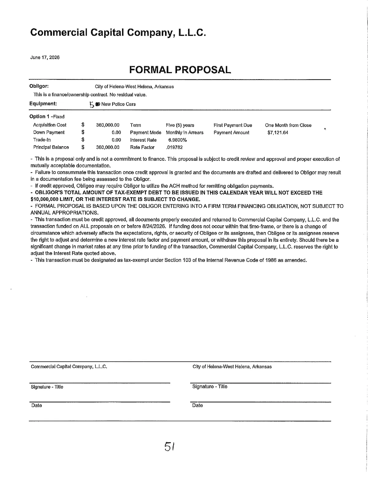 5-Vehicle Financing Proposal — page 1