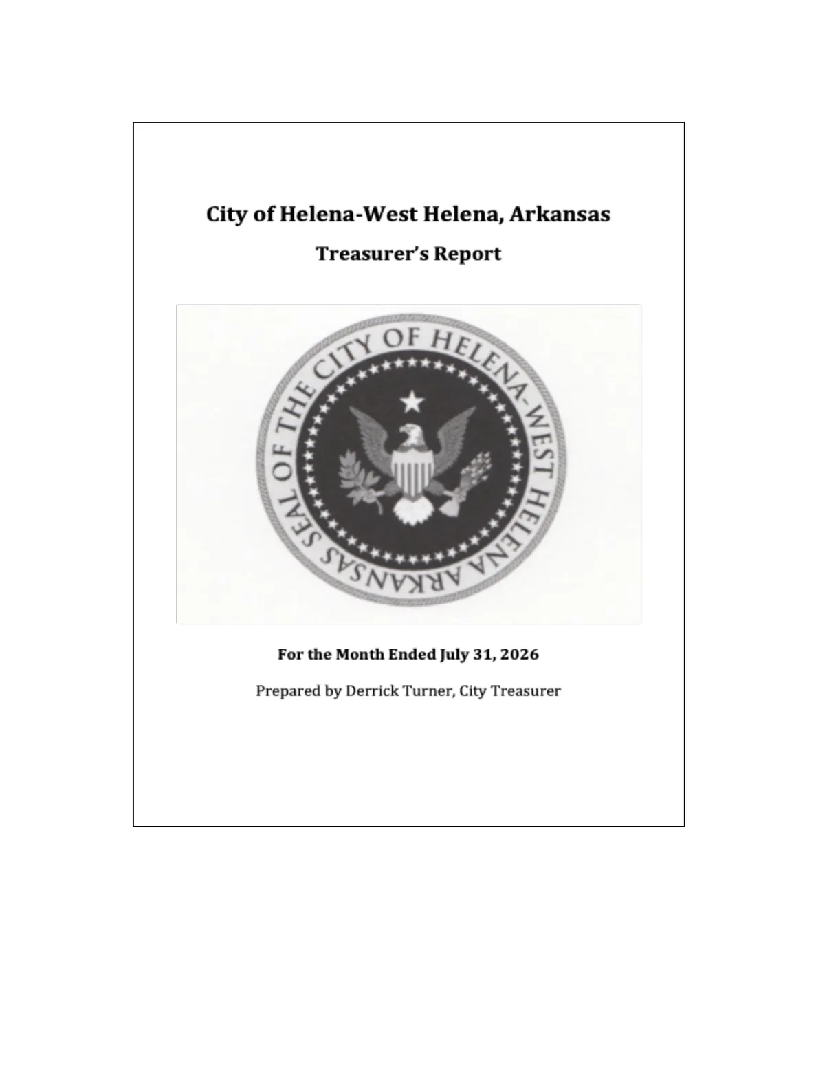 July 2026 Treasurer's Report — page 1