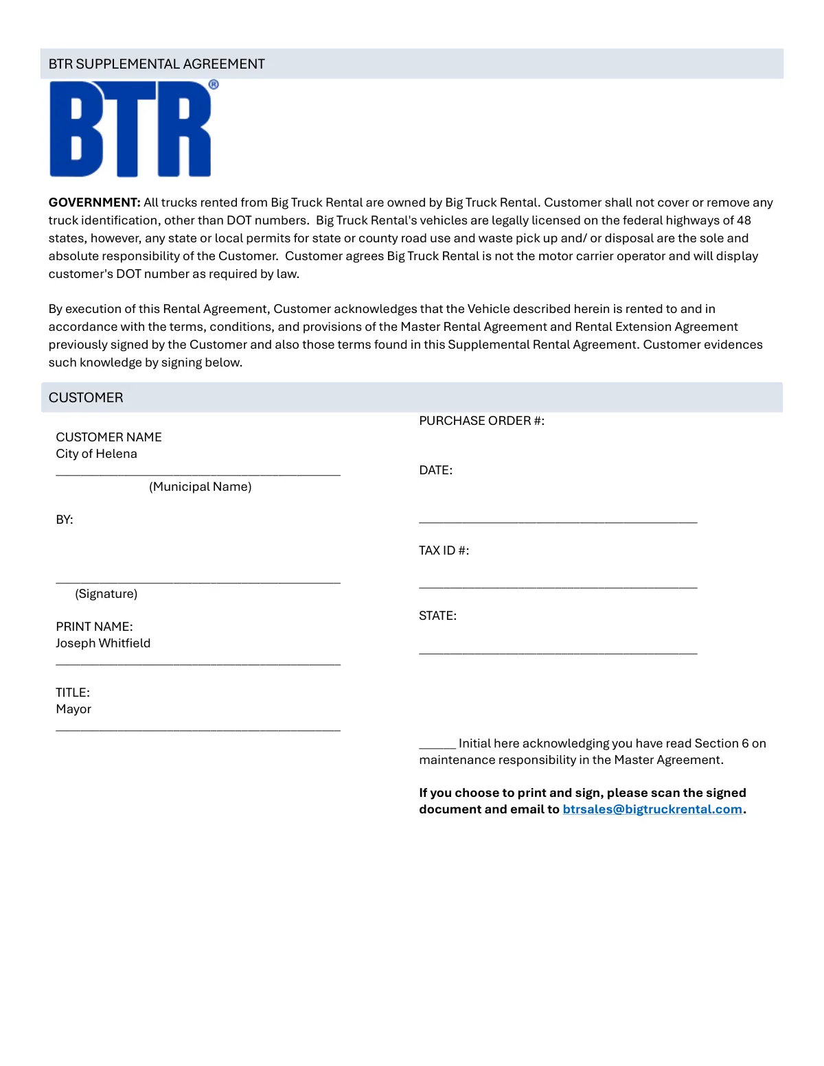 BTR Rental Agreement — page 3