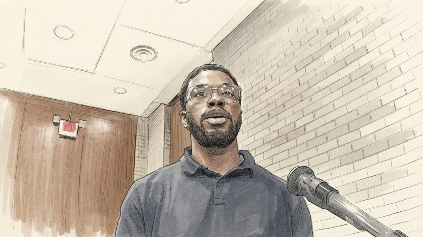Sketch: Chief of Staff Kevin Martin-Arnold at the garbage-truck rental special meeting