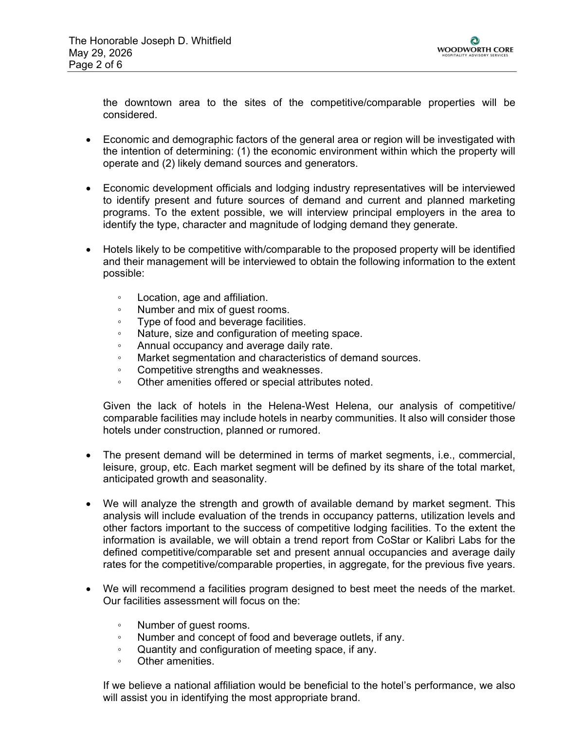 Hotel Market Study Proposal ($12,500) — page 2