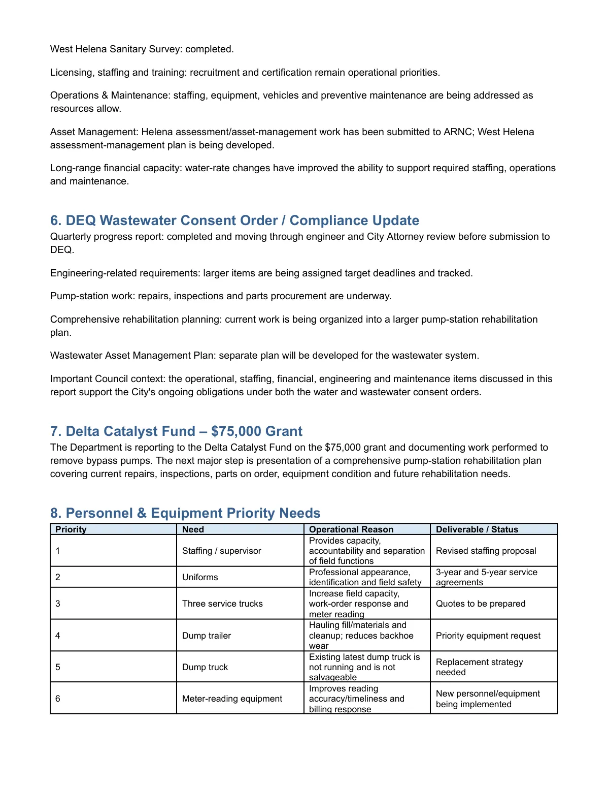 Water Department Council Report — page 3