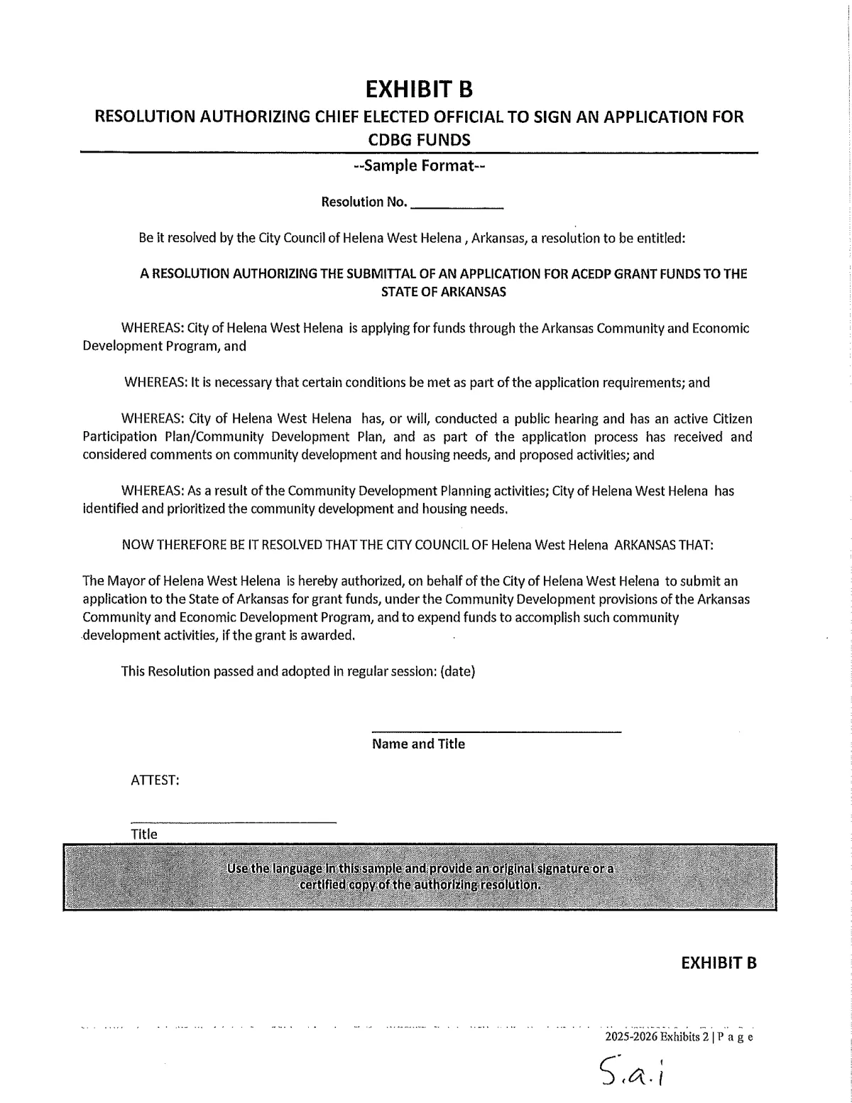 Block Grant Resolutions — page 1